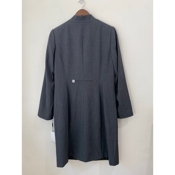 NWT Calvin Klein Jacket Womens 12 Large Longline Charcoal Gray Careerwear Office - Picture 2 of 14